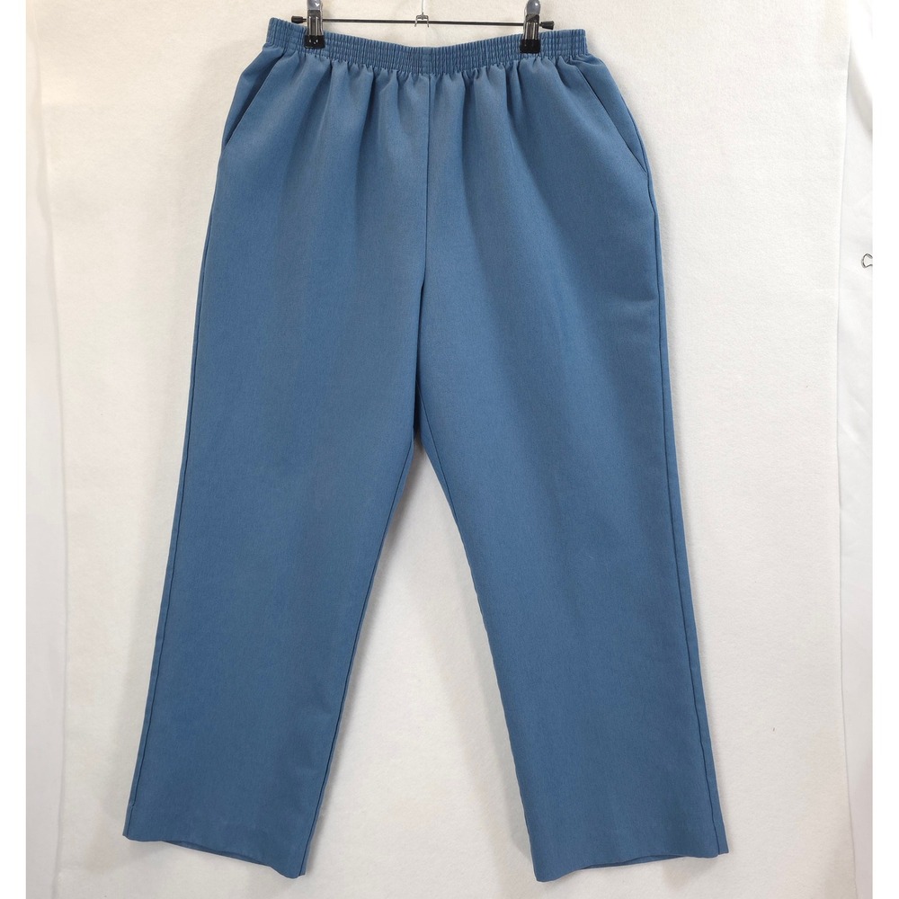Alfred Dunner Pants Elastic Waist Slate Blue Women 14 Classic GrandmaCore Comfy